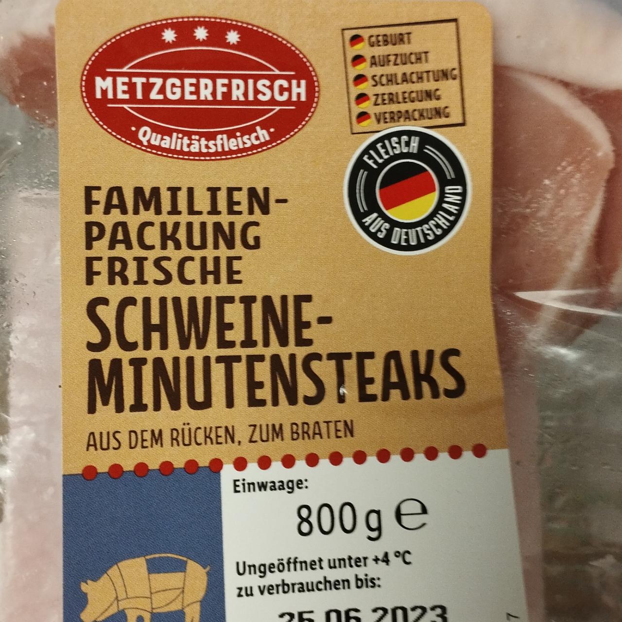 Metzgerfrisch харчова - frische Familien-packung schweine калорійність, minutensteaks цінність ⋙TablycjaKalorijnosti