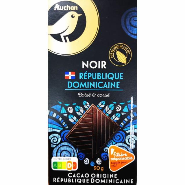 Фото - Чорний шоколад Noir Republique Dominicane Auchan Ашан
