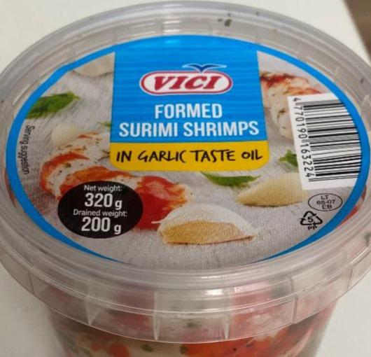 Фото - Formed surimi shrimps in garlic taste oil Vici