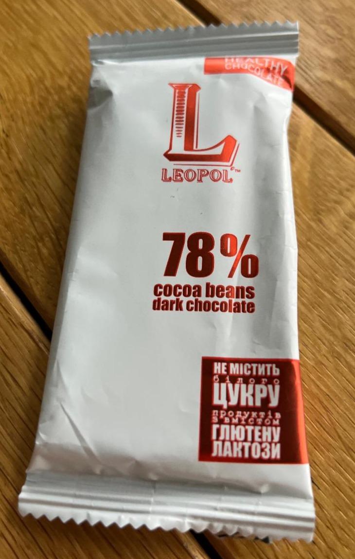 Фото - Шоколад чорний 78% Dark Chocolate Cocoa Beans без цукру Leopol