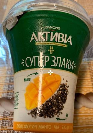 Фото - Біфідойогурт густий 3% Супер злаки манго чіа Активіа