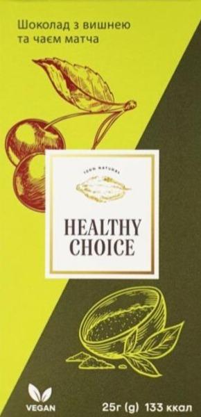 Фото - Шоколад з вишнею та чаєм матча+пребіотик Healthy Choice Healthy Choice