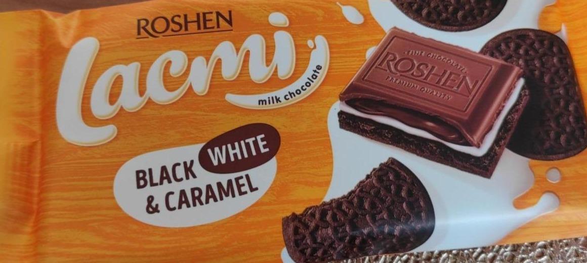Фото - Шоколад молочний з печивом какао та карамеллю Black White & Caramel Lacmi Roshen