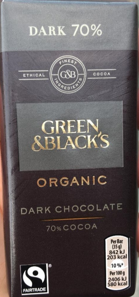 Фото - dark chocolate 70% cocoa Green Black's