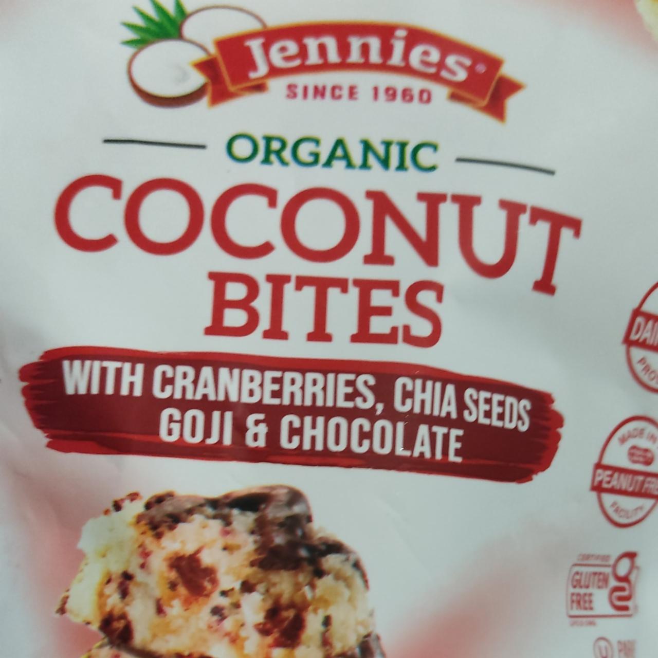Фото - Органічні кокосові шматочки Дженні з журавлиною насінням чіа шоколадом годжі Jennies