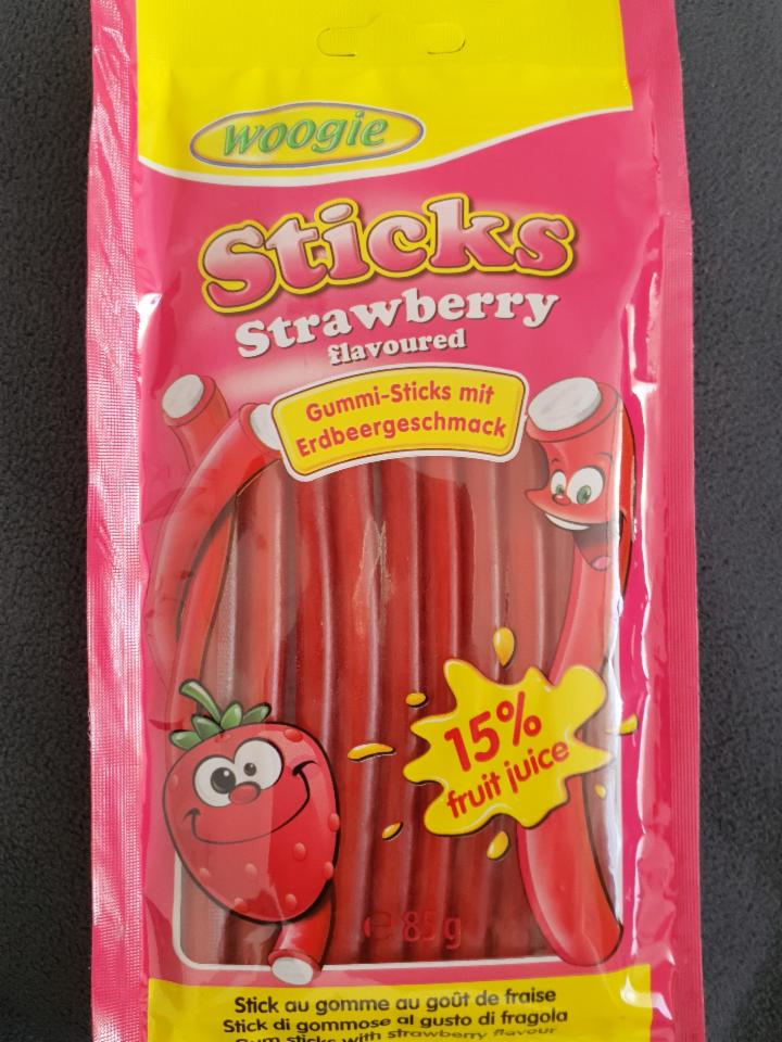 Фото - Полуничні цукерки з начинкою Sticks Strawberry Woogle