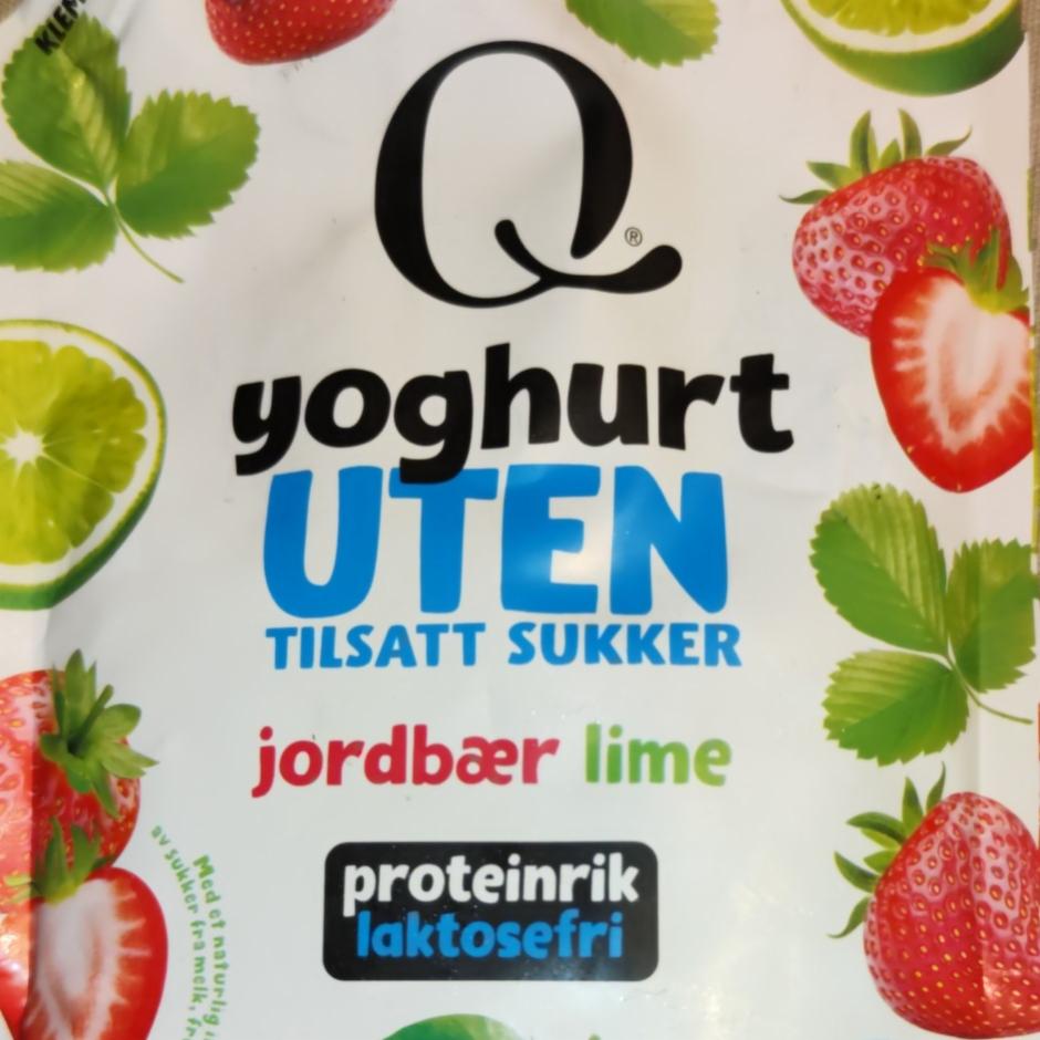 Фото - Yoghurt Uten tilsatt sukker Jorbær lime Q-Meieriene