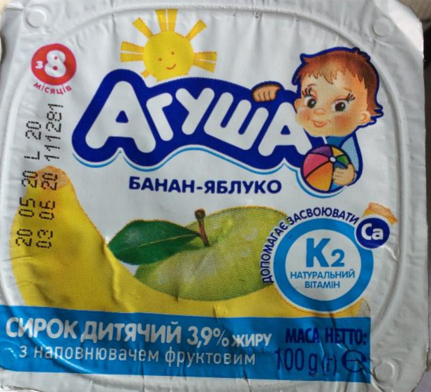 Фото - Cирок дитячий 3.9% з наповнювачем банан-яблуко Агуша