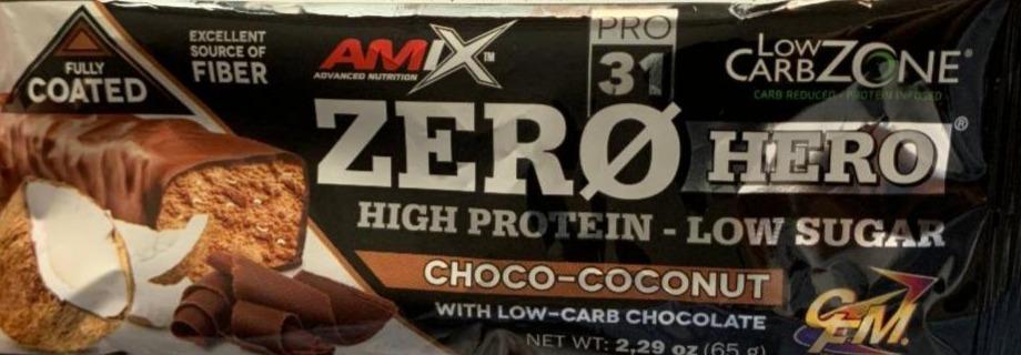 Фото - Батончик протеїновий Choco Coconut Protein Bar Zero Hero Amix