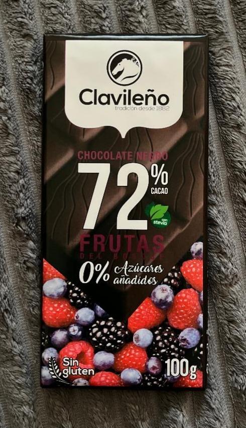 Фото - Шоколад чорний 72% з ягодами та підсолоджувачем без цукру Clavileno