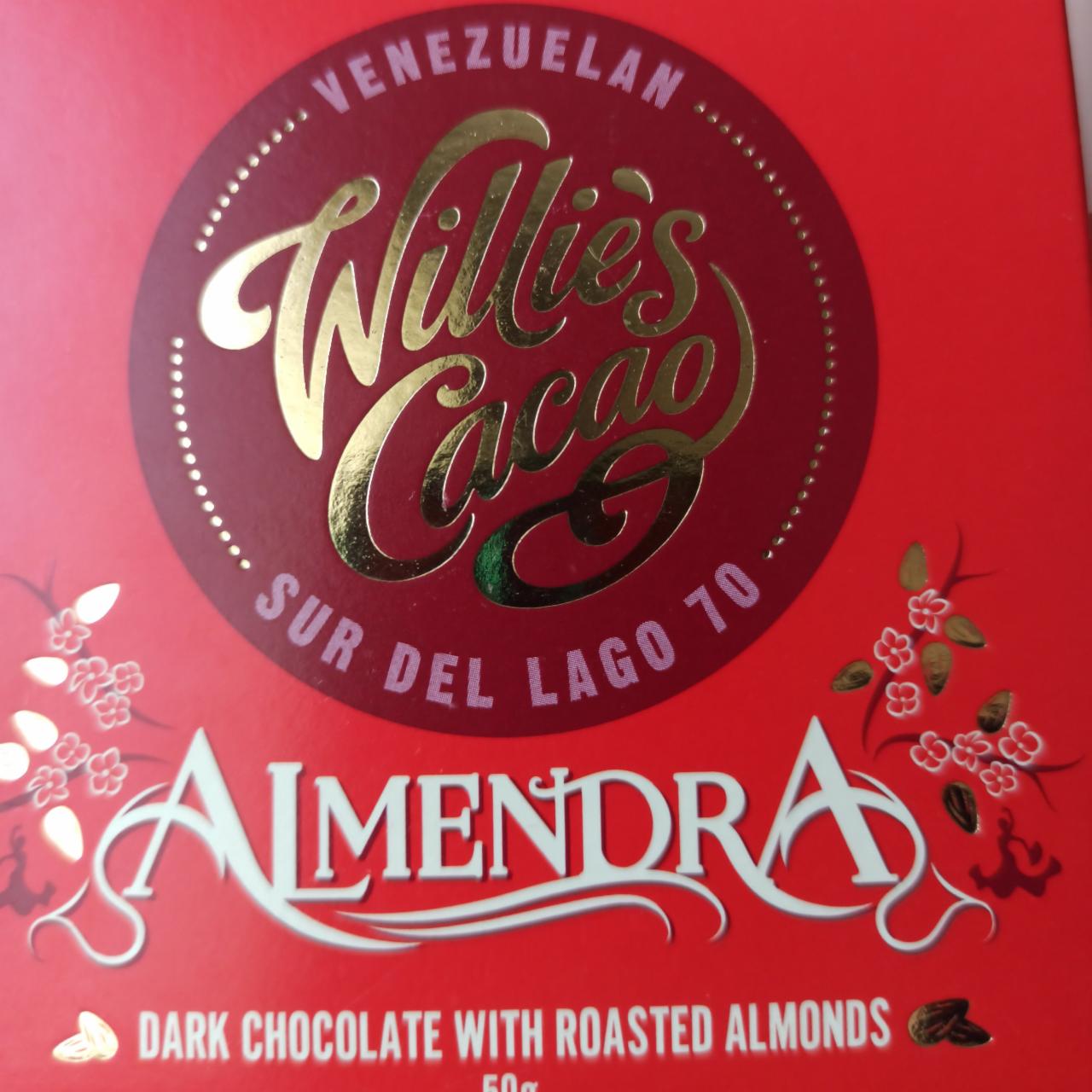 Фото - Темний шоколад 70% зі смаженим мигдалем Almendra Willies Cacao