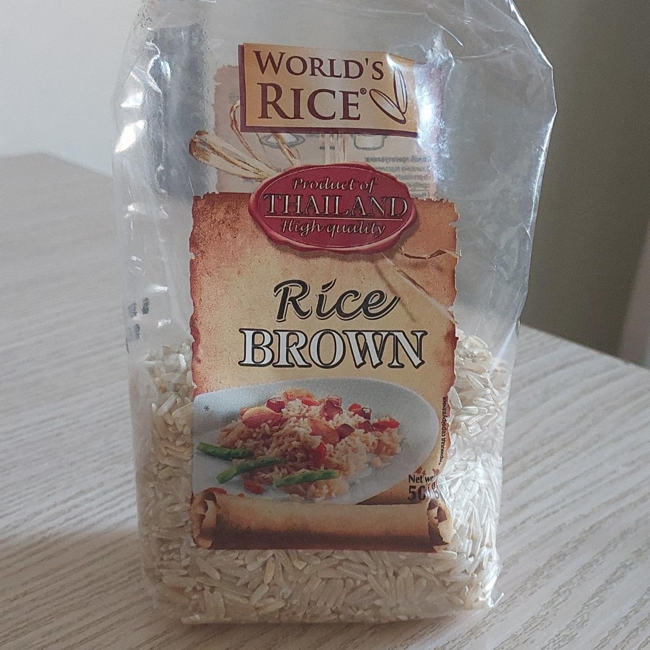 Фото - Рис нешліфований довгозернистий Brown World's Rice