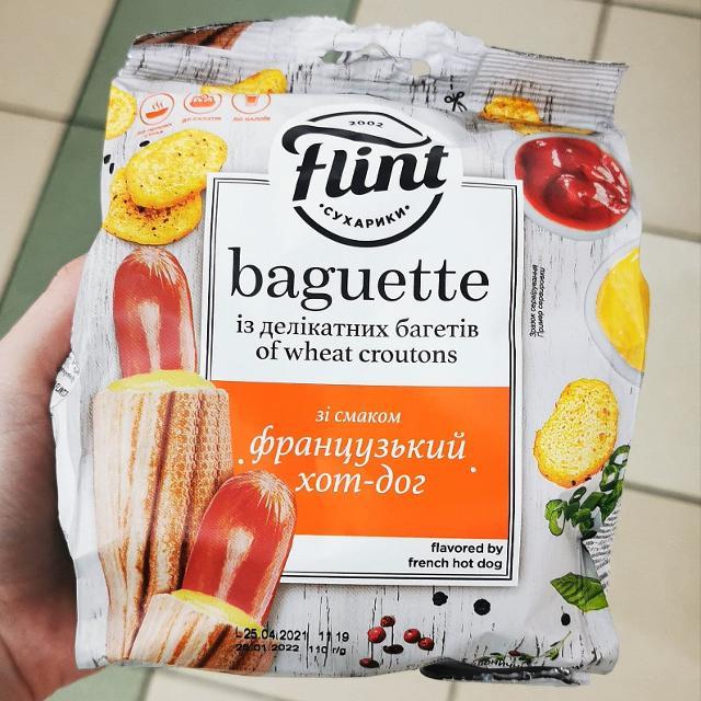 Фото - Сухарики пшеничні Французький хот-дог Flint Baguette