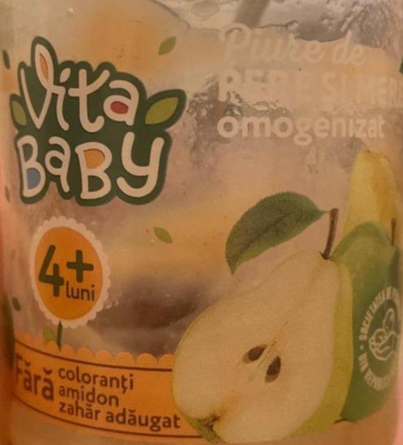 Фото - Дитяче харчування для дітей від 4-х місяців Пюре з груш та яблук Без додавання цукру Гемогенізоване Пастеризоване Vita Baby