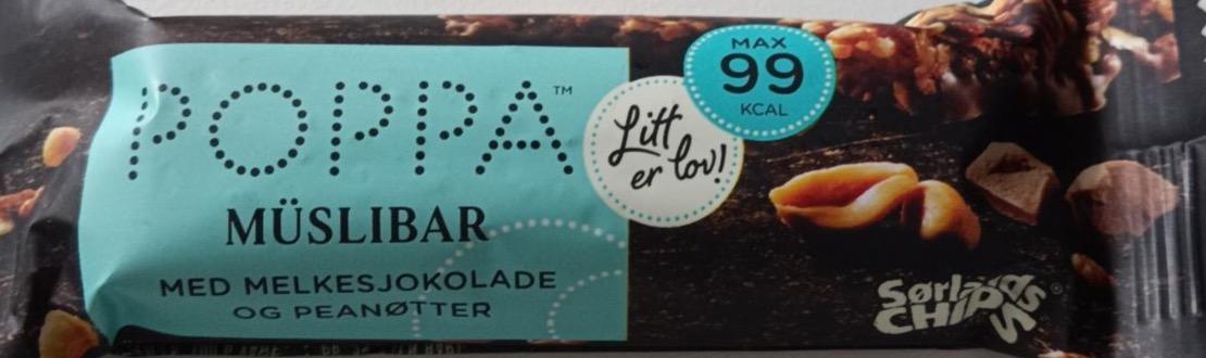 Фото - Poppa Müslibar med melkesjokolade peanøtter Sørlandschips
