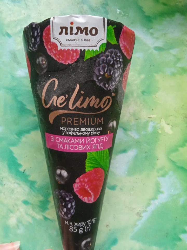 Фото - Морозиво 10% двошарове зі смаком йогурту і лісових ягід у вафельному ріжку Ge'limo Лімо