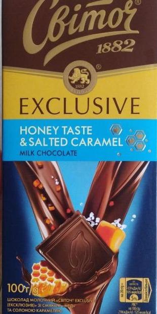 Фото - Шоколад молочний зі смаком мед та солоною карамеллю Honey Taste & Salted Caramel Exclusive Світоч