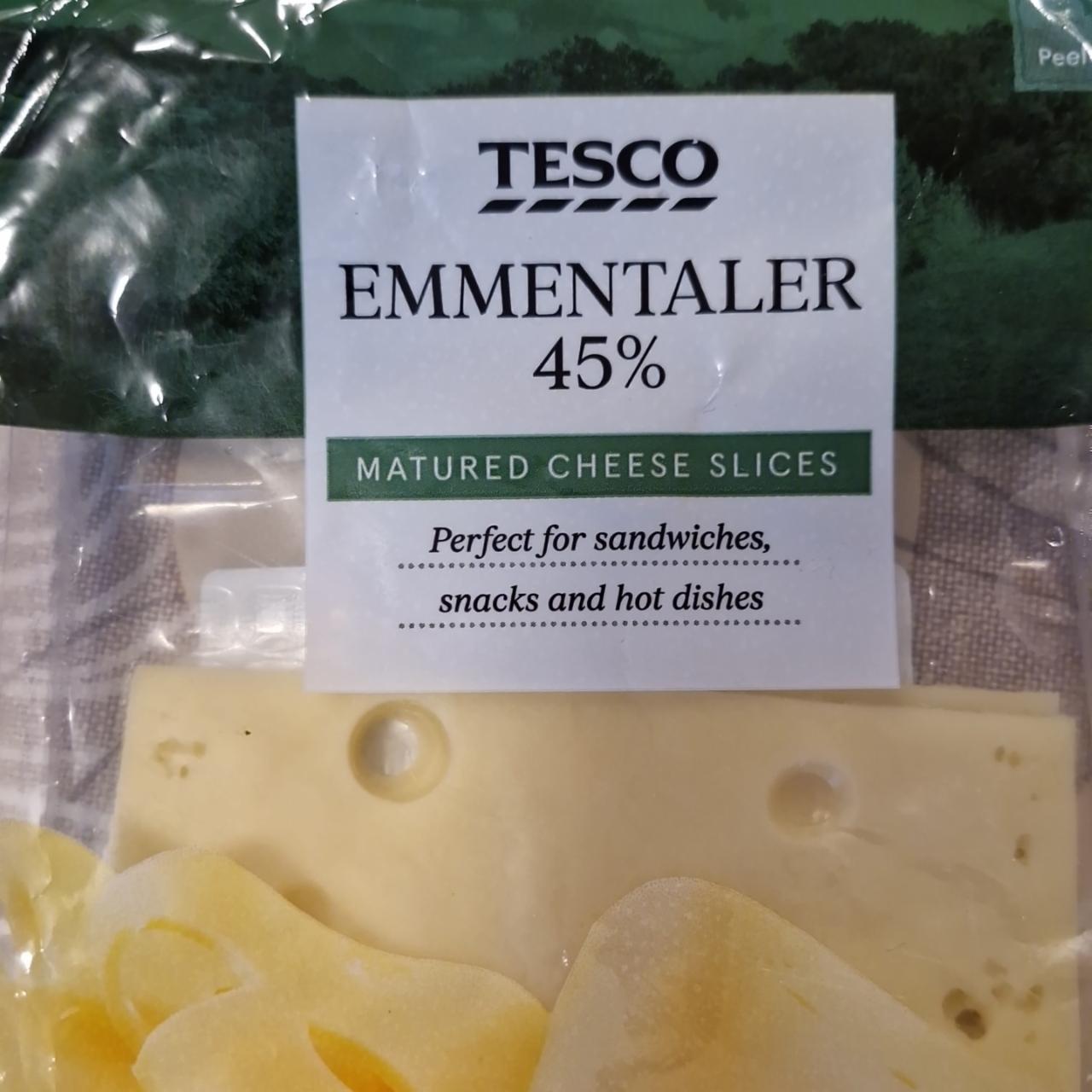 Фото - Emmentaler 45% Matured cheese slices Tesco