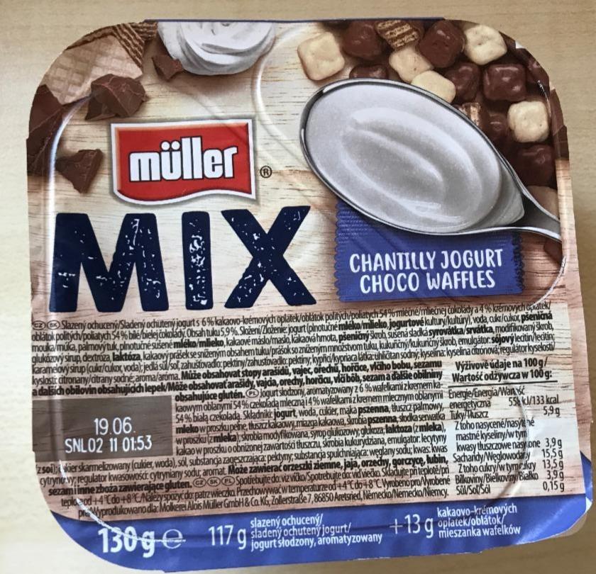 Фото - Müller Mix chantilly jogurt choco waffles