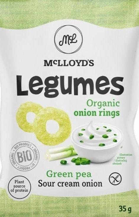 Фото - Кільця з зеленого гороху зі смаком сметани та цибулі органічні McLloyd`s