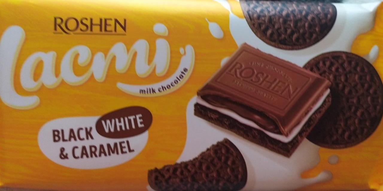 Фото - Шоколад молочний Lacmi чорний і білий карамель Рошен Roshen