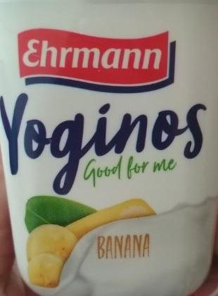 Фото - йогурт Yoginos зі знежиреного молока зі смаком банану 0.1 % Ehrmann