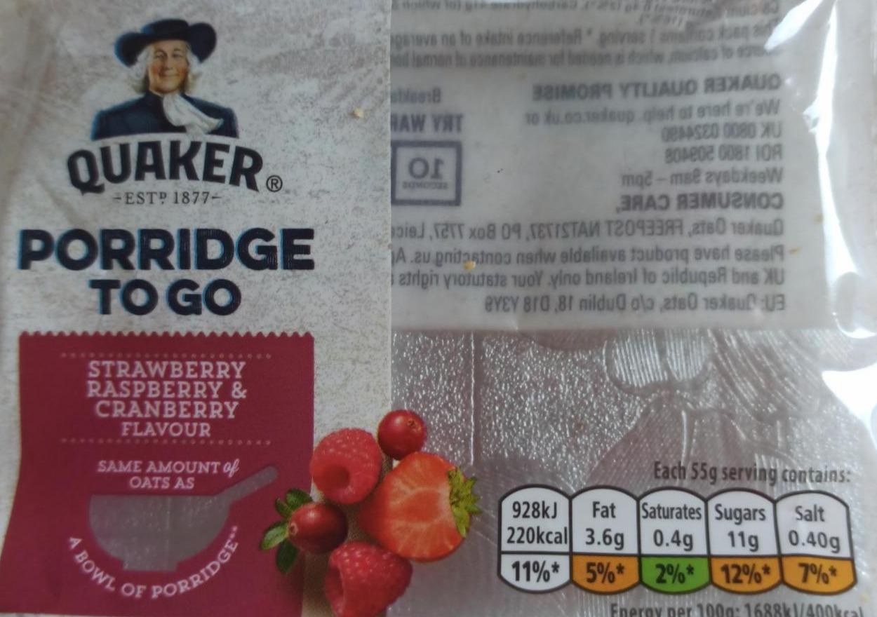 Фото - Porridge To Go Mixed Berries Breakfast Bar Quaker