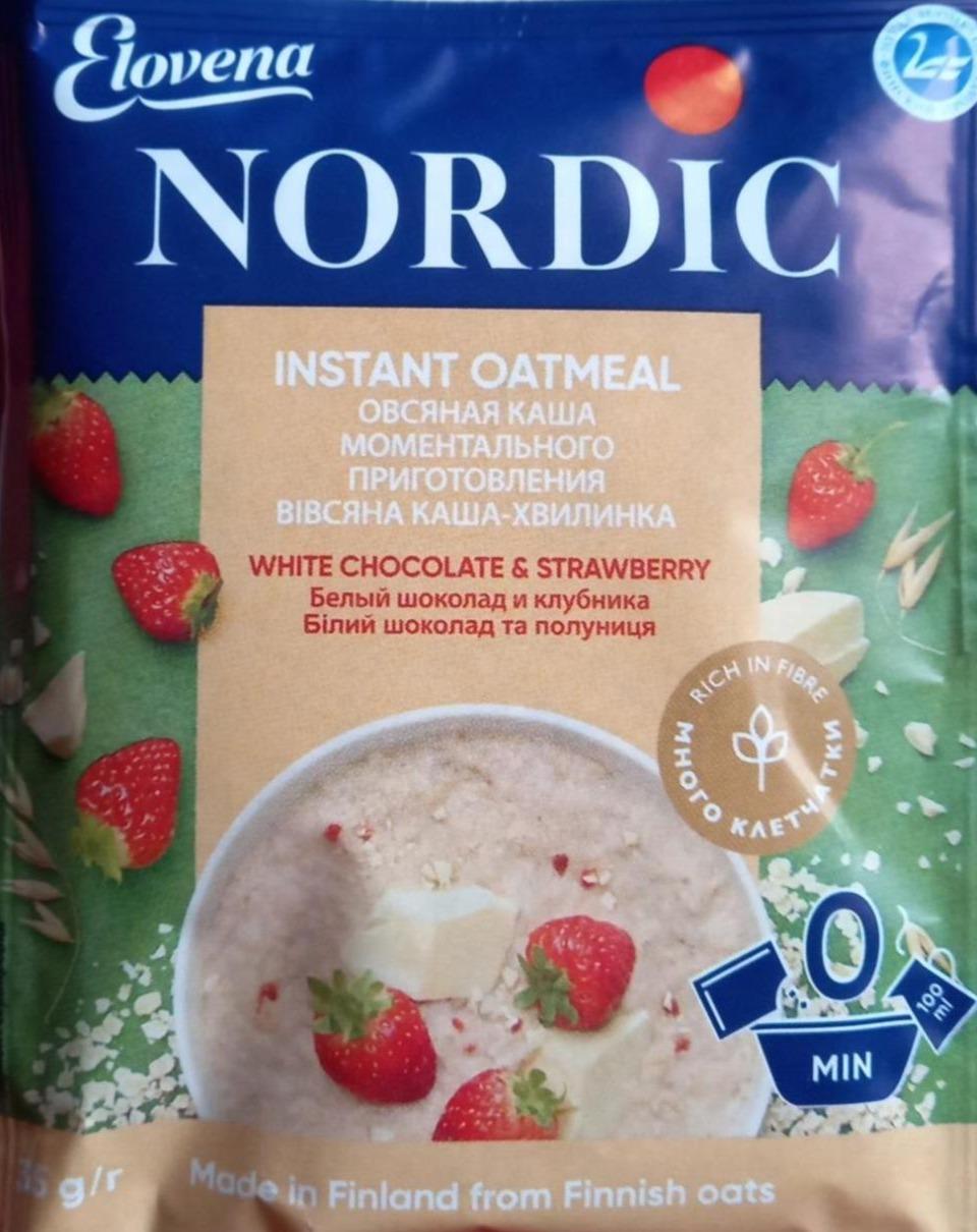 Фото - Вівсяна каша хвилинка Білий шоколад та полуниця Nordic Elovena