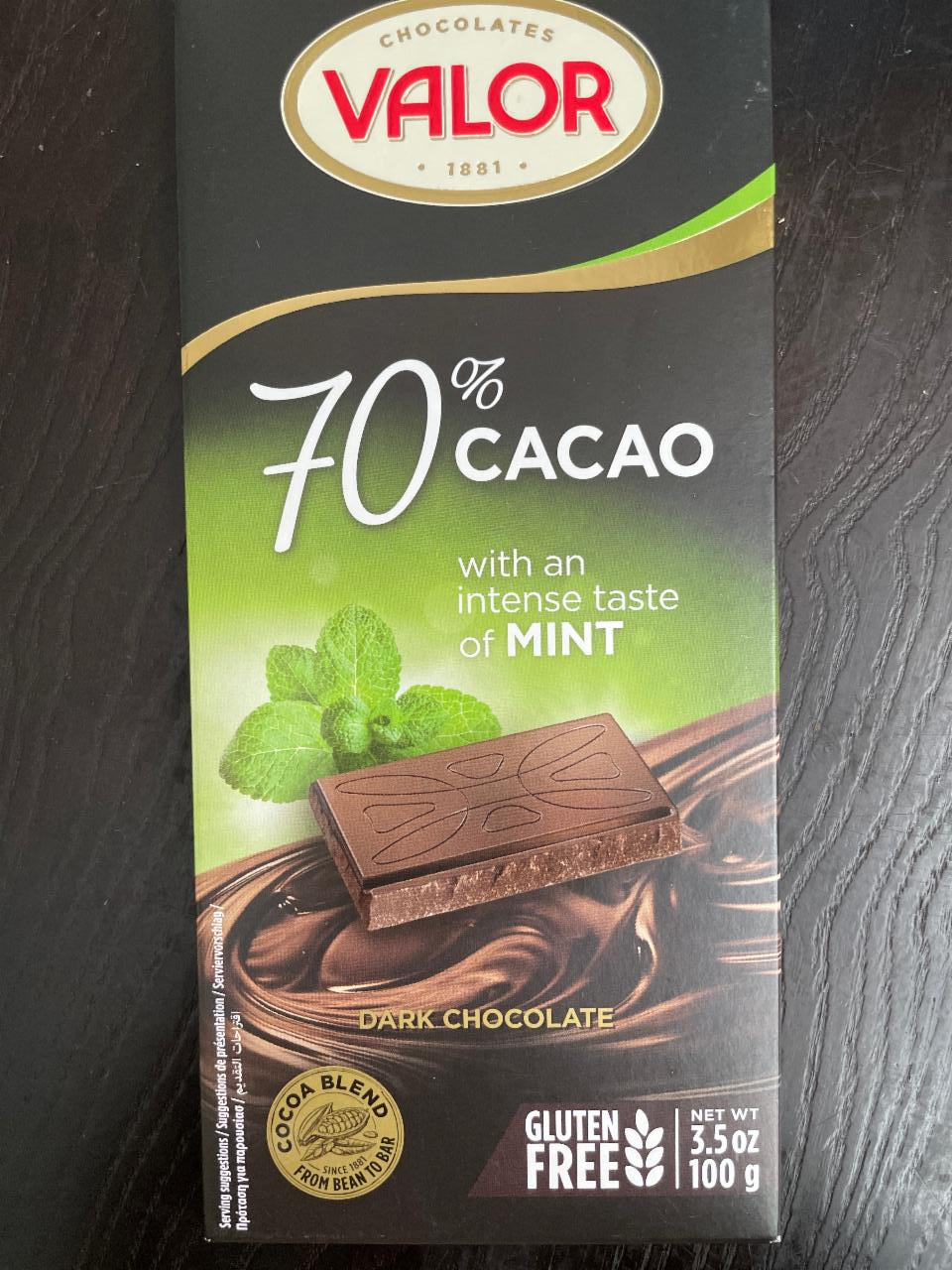 Фото - Шоколад чорний зі смаком м‘яти Valor