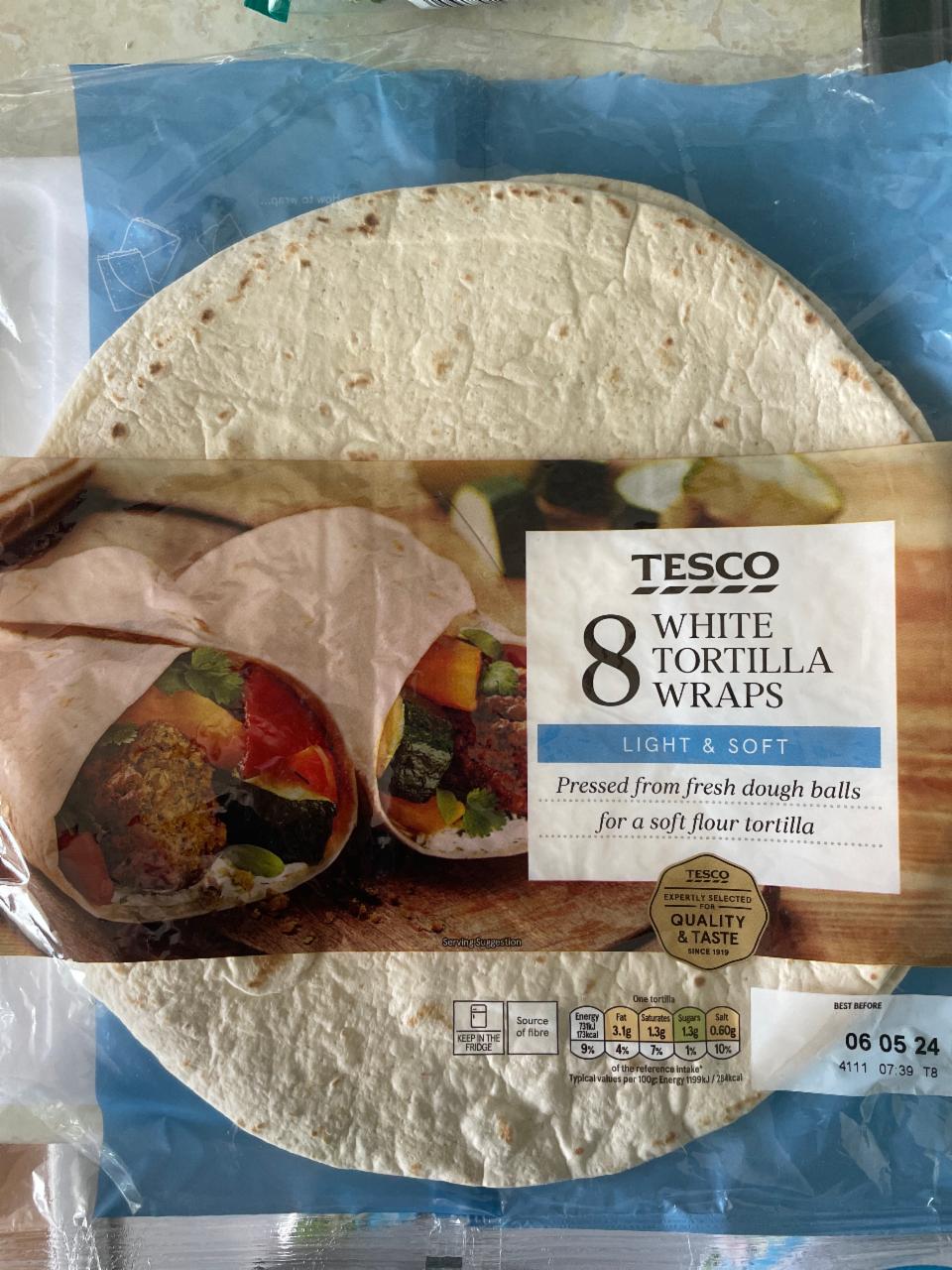 Фото - White tortilla wraps light & soft Tesco