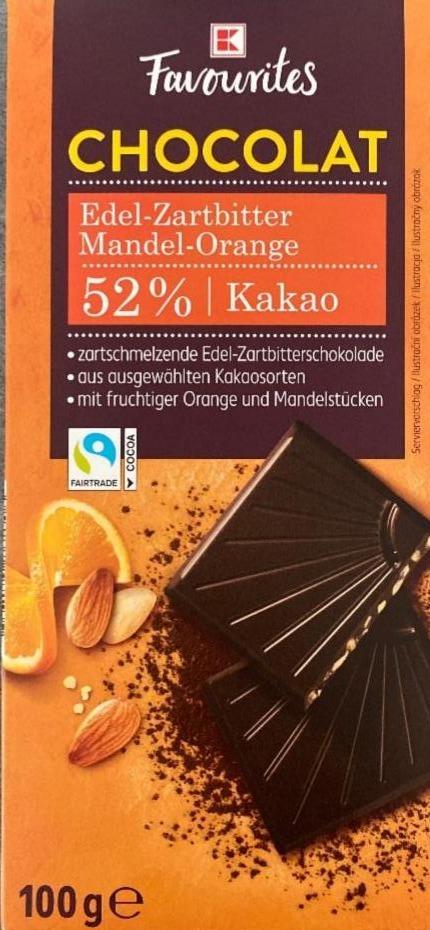 Фото - Шоколад Edel-zartbitter темний мигдально-апельсиновий 52% какао K-Favourites