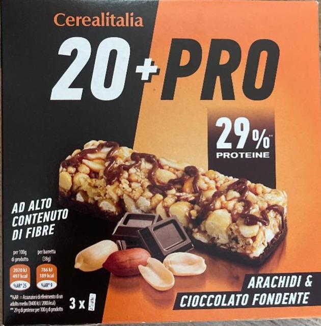 Фото - Батончик зерновий 20+PRO арахіс та чорний шоколад Cerealitalia