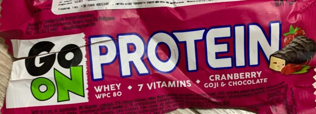Фото - Баточник протеїновий з журавлиною, годжі і шоколадом Protein Cranberry Go On