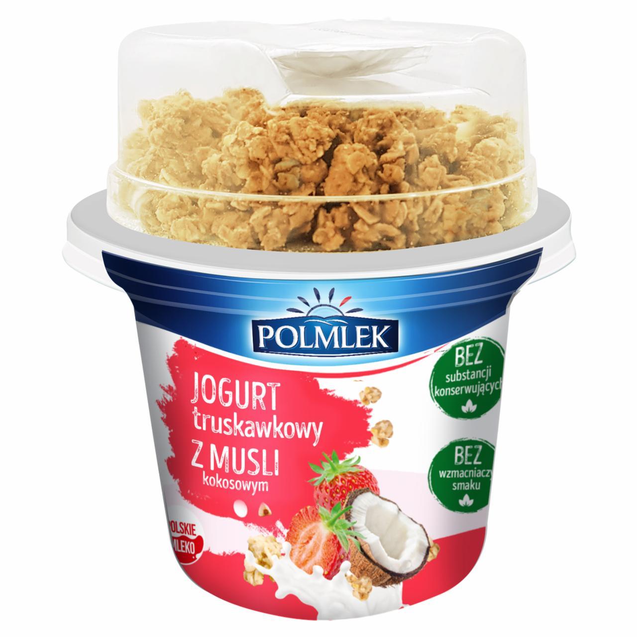 Фото - йогурт полуничний з кокосовим мюслі Polmlek