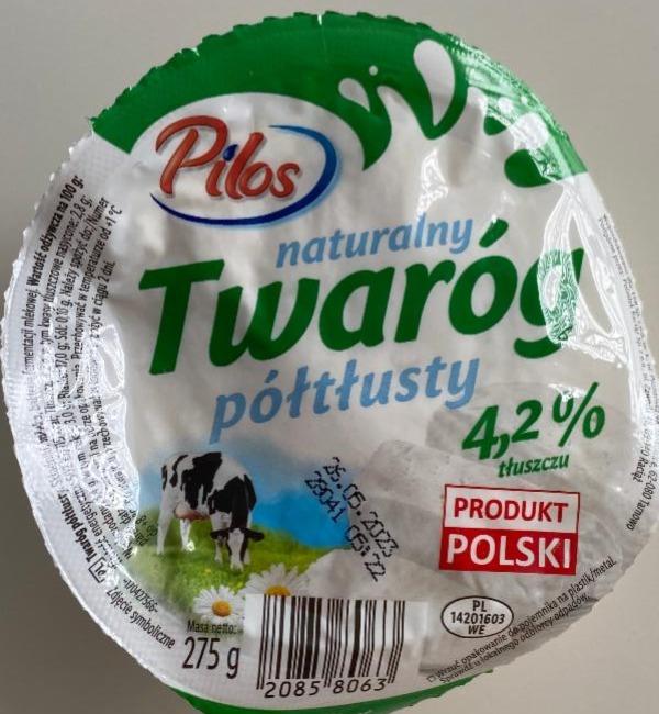 Фото - Сир кисломолочний 4.2% naturalny Twaróg półtlusty Pilos
