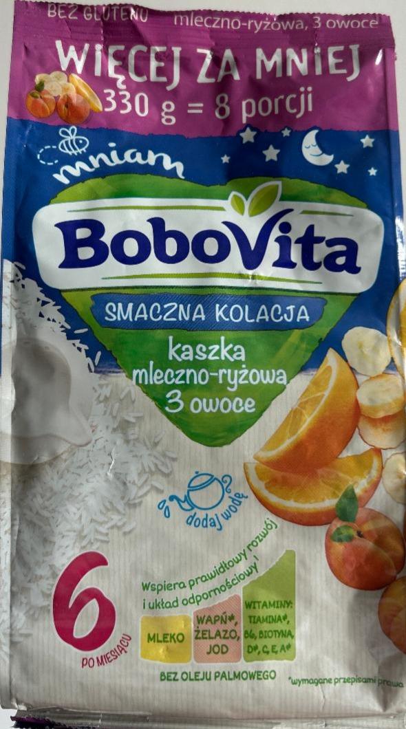 Фото - Молочно-рисова каша 3 фрукти з 6 місяців BoboVita