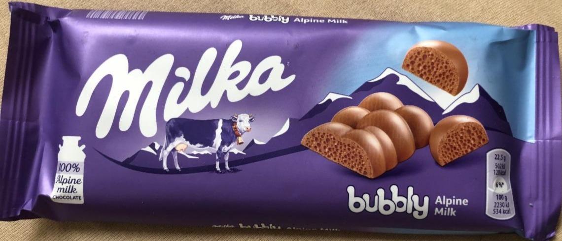 Фото - Шоколад молочний пористий Альпійське молоко Milka Bubbly