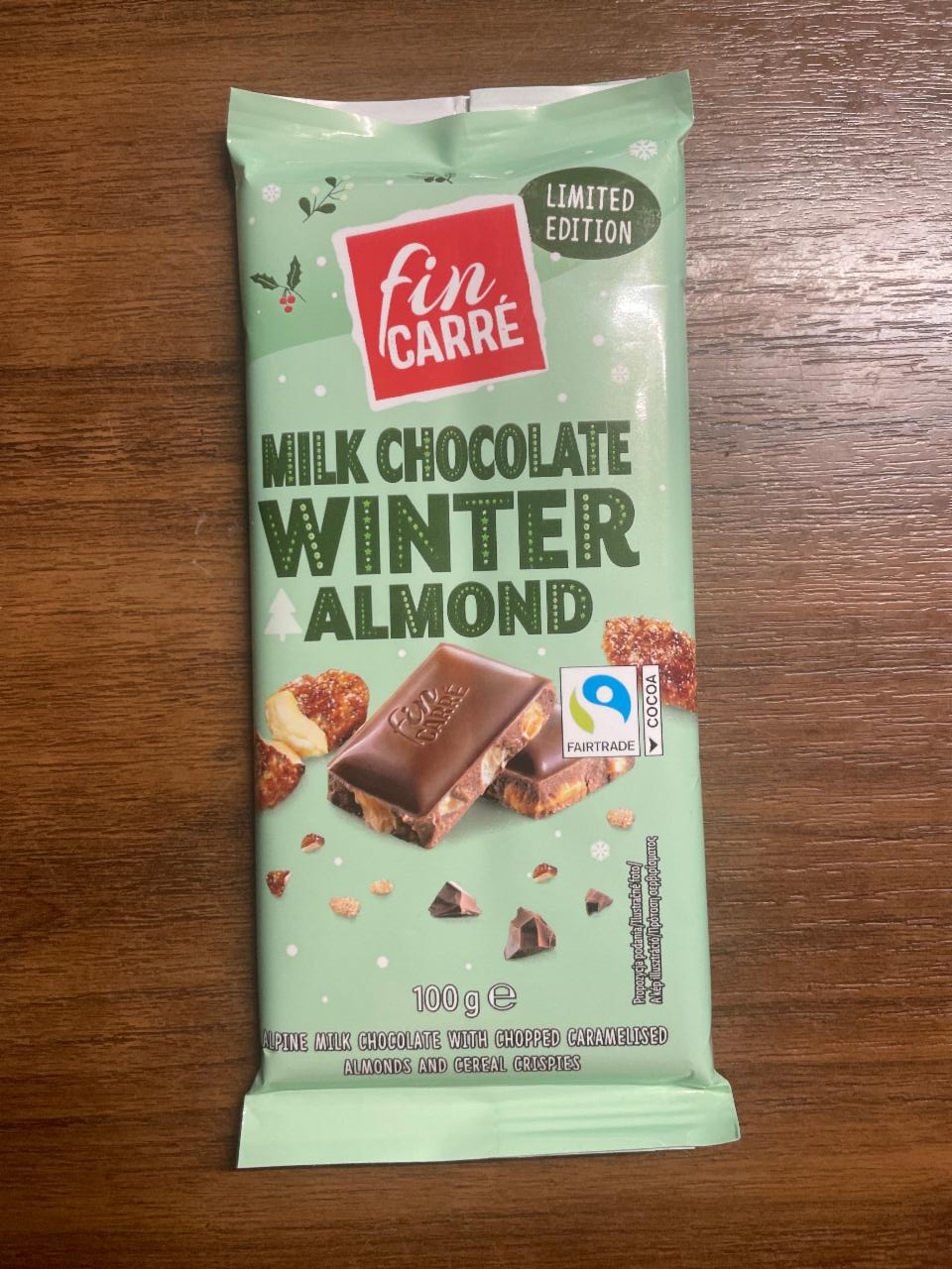 Фото - Шоколад молочний з мигдалем Milk Chocolate Winter Almond Fin Carre