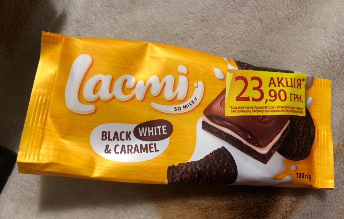 Фото - Шоколад молочний Lacmi Black White & Caramel з печивом Roshen Рошен