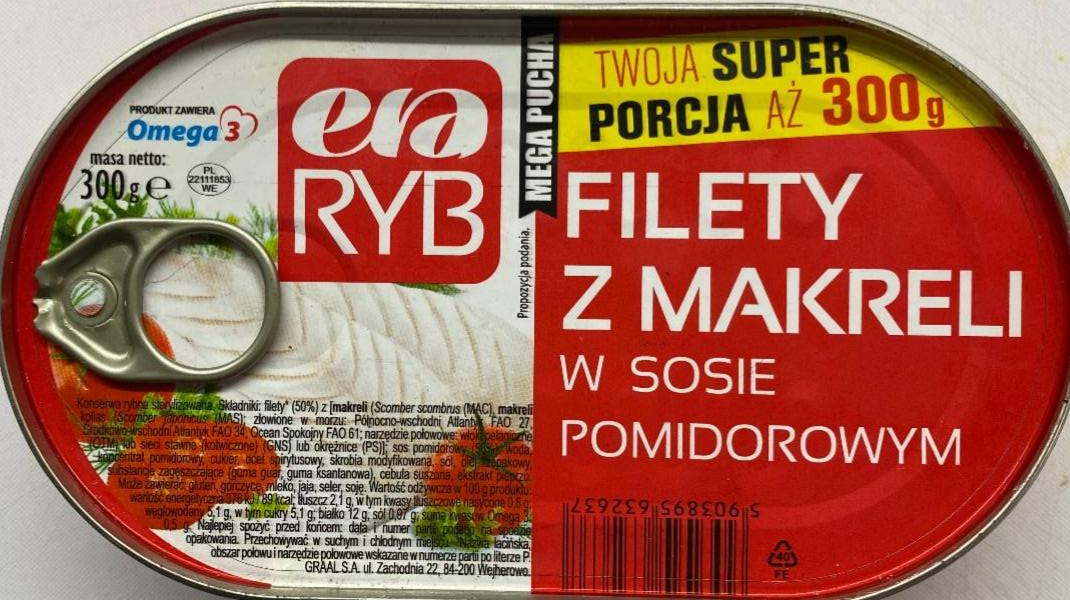 Фото - Filety z makreli w sosie pomidorowym Era Ryb
