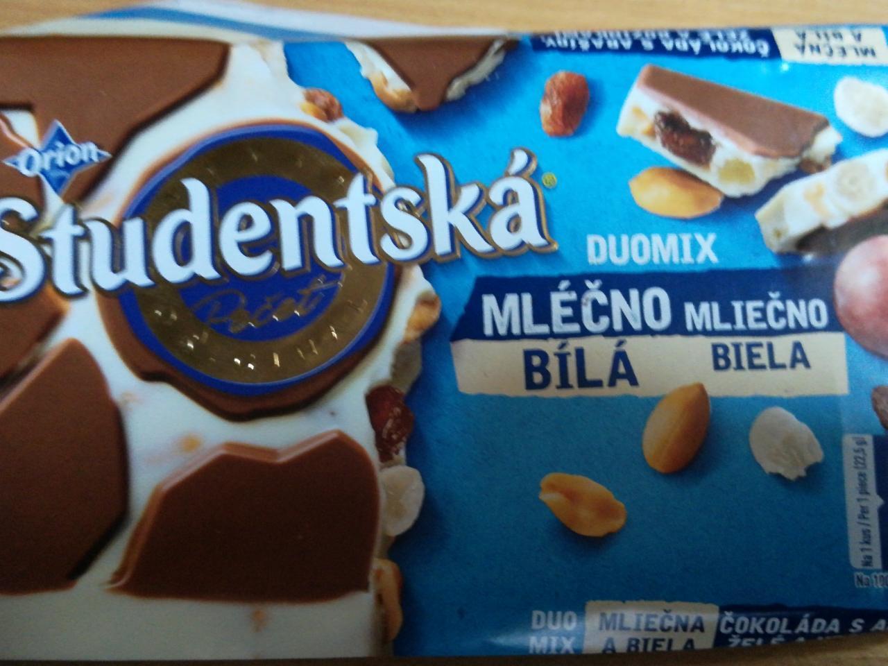 Фото - Шоколад молочний білий з арахісом, желейними шматочками та родзинками Studentska Orion