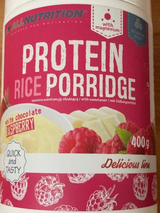 Фото - Каша протеїнова White Chocolate Raspberry Protein Rice Porridge AllNutrition