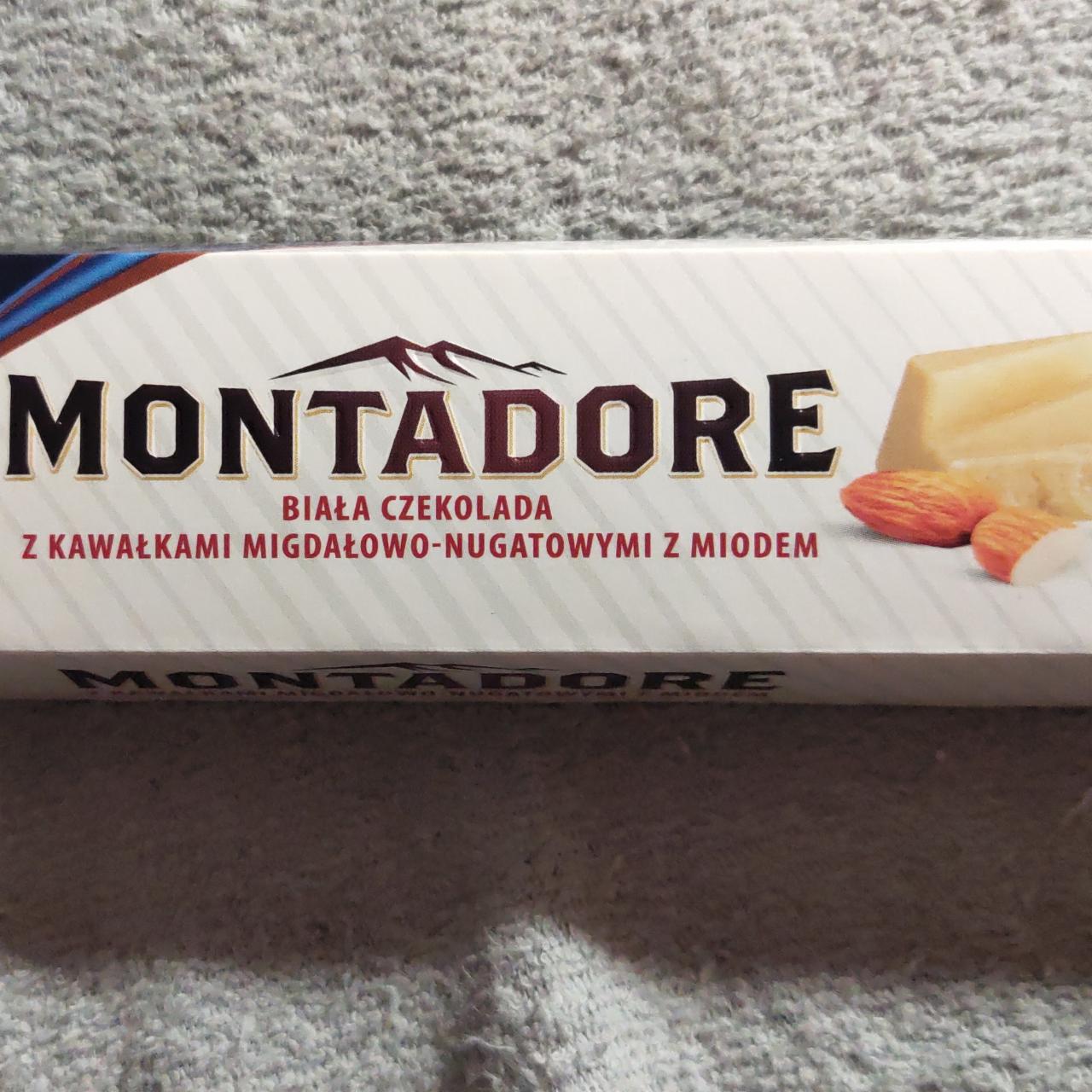 Фото - Шоколад білий зі шматочками мигдальної нуги з медом Montadore Magnetic