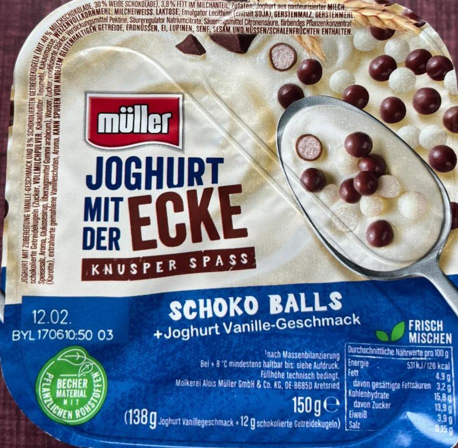 Фото - Joghurt mit der Ecke Knusper Waffelwürfel 3,8 % Fett Müller