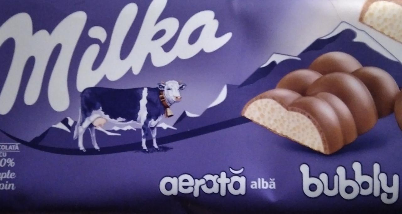 Фото - Шоколад молочний Мілка Alba Aerata Bubbly White Milka