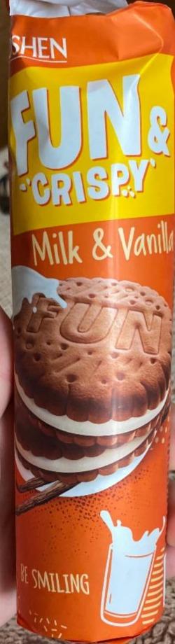 Фото - Печиво з молочно-ванільною начинкою Milk&Vanilla Fun Crispy Roshen