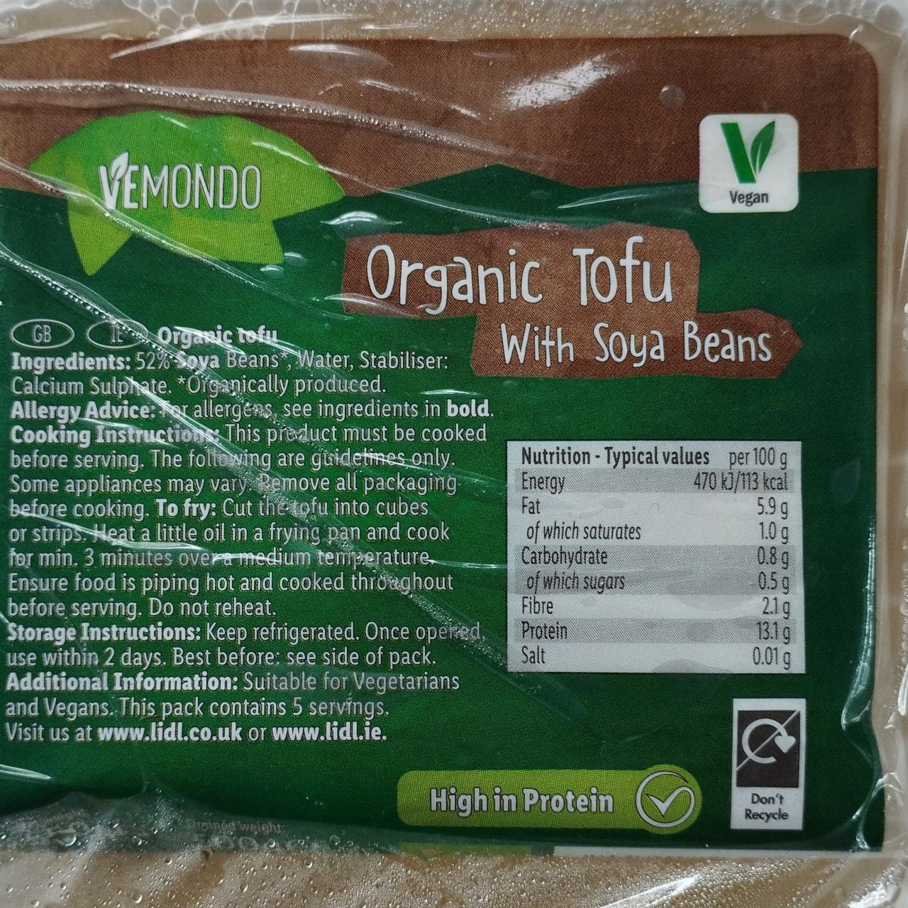 Фото - Тофу органічне з соєвими бобами Vemondo