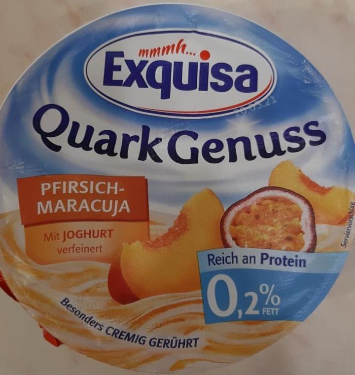 Фото - сирковий крем 0.2% жиру з фруктовим наповнювачем персик-маракуйя Кварк Генус Exquisa