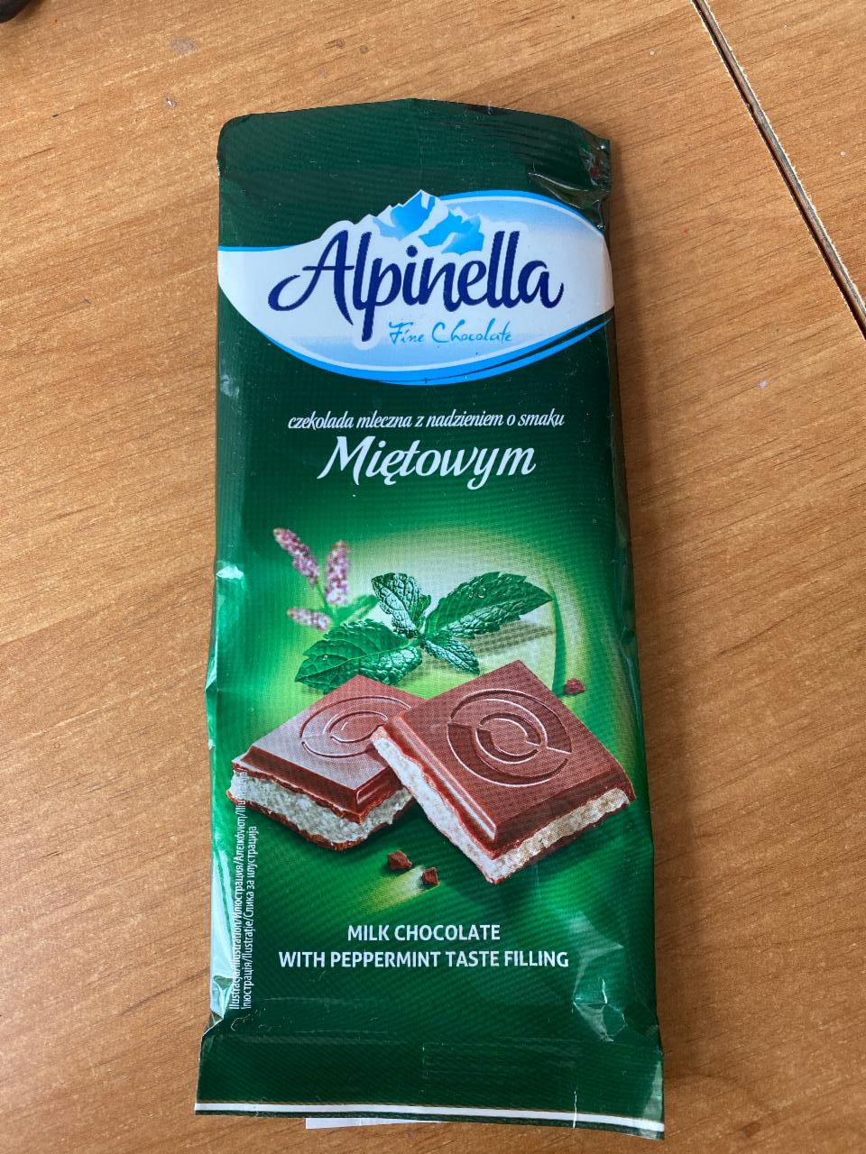 Фото - Шоколад молочний з начинкою зі смаком м'яти Alpinella