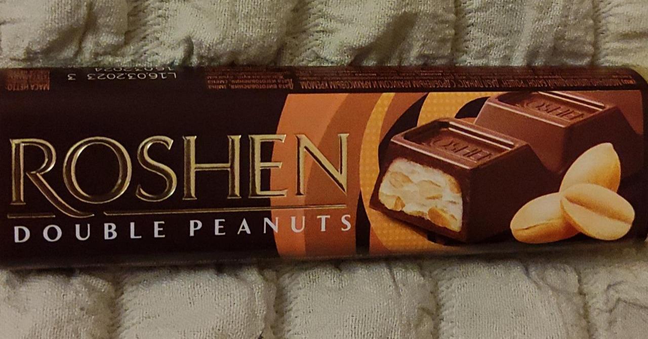 Фото - Батончик молочно-шоколадний з подрібненим арахісом та арахісовим кремом Double Peanuts Рошен Roshen